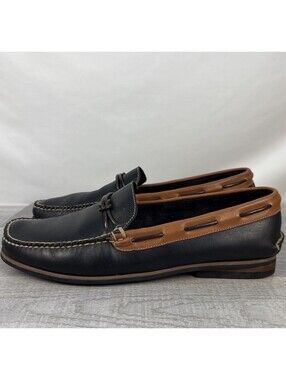 RZ Design Robert Zur Leather Loafer Boat Shoes Black Brown 10.5M